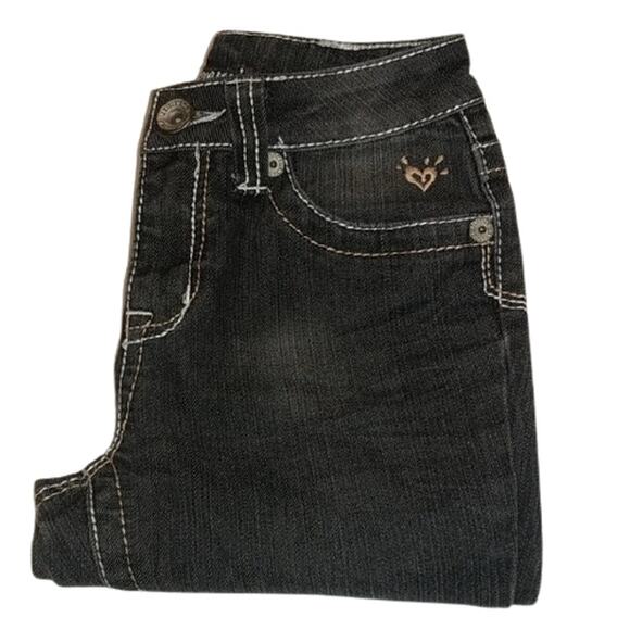 JUSTICE Black Gray Distressed Jeans 12 Slim - Picture 1 of 8